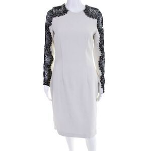 Nha Khanh Womens Mikayla Lace Sleeve Sheath Dress White Size 4 10671859